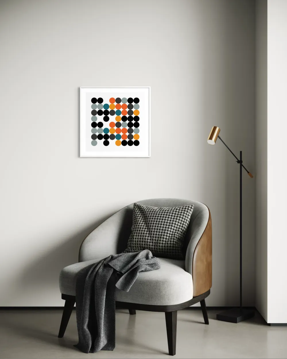 Date Cipher artwork shown in a contemporary interior